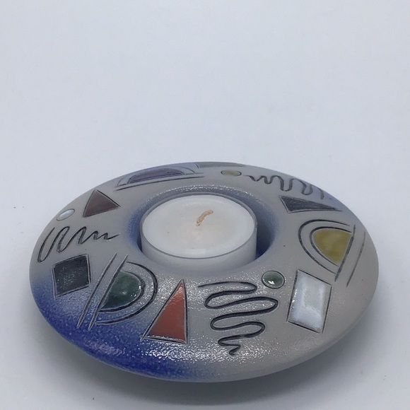 Vintage Handarbeit German Pottery Salt Glaze Tea Light Holder - Picture 1 of 4